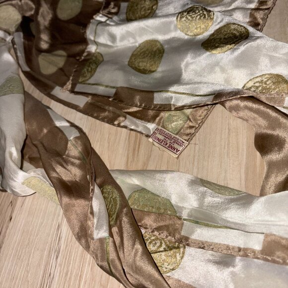 Vintage Anne Klein Silk Scarf with Gold Accents - Picture 5 of 9